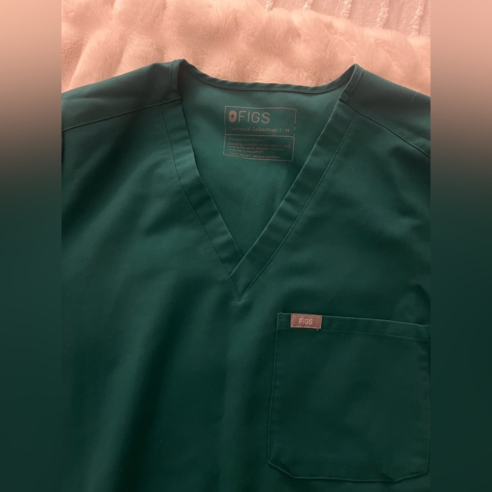 Figs Teal V-Neck Scrub Top